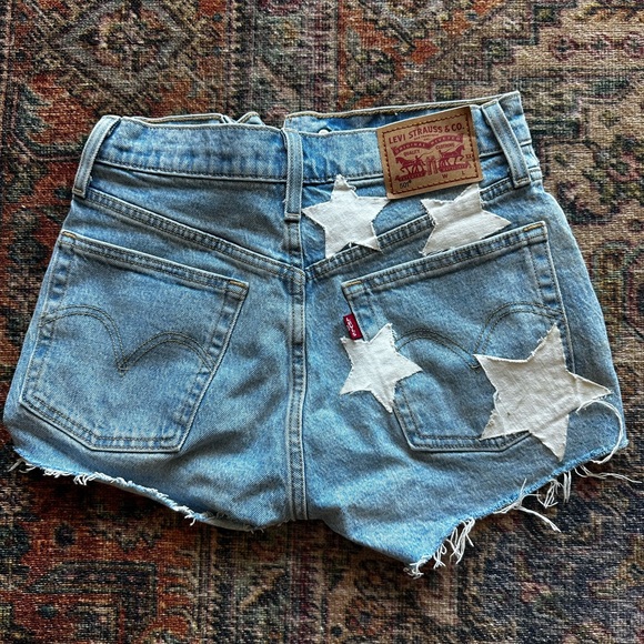 Levi's Pants - Custom Levi’s 501 Star Patch Denim Shorts | Size 24
